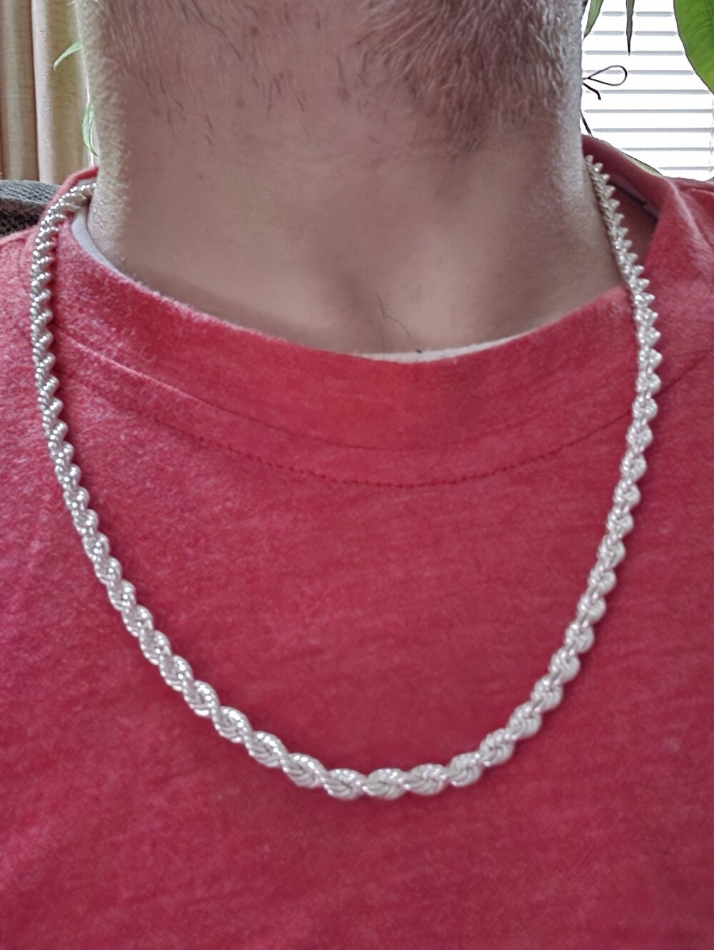 NEW 24 Inch Sterling Silver 5mm Rope Chain Necklace 44.4 Grams - Men's Jewelry - Picture 7 of 16